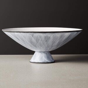 CB2 Overlap White Glazed Footed Serving Bowl Black White Decor Crate & Barrel